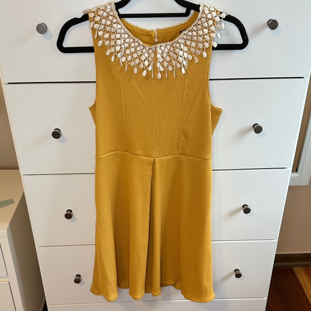 Free People Mustard Dress with Collar